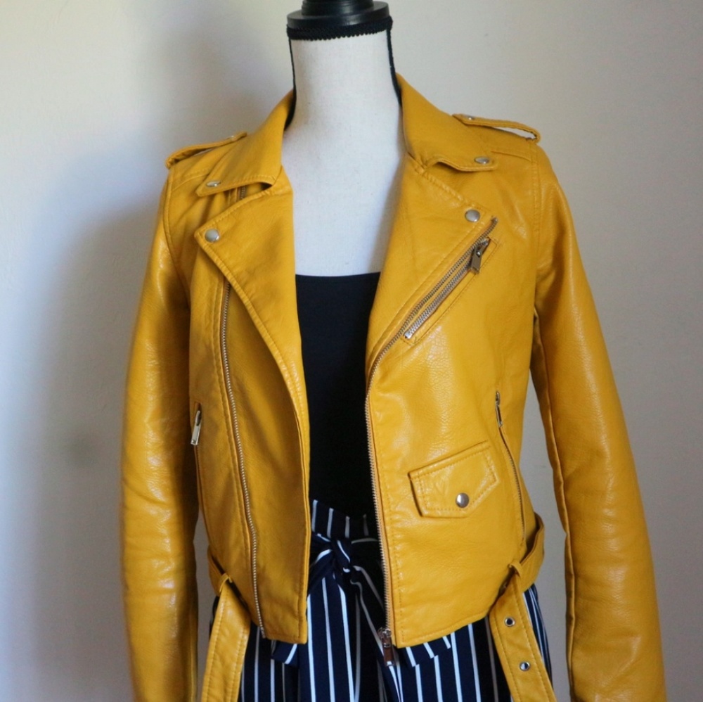 Faux leather moto jacket